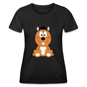 BIBER - OTTER - TIER - TIERE - Frauen Funktions-T-Shirt - Schwarz - Vorne - AI Model Female 172 light (172cm)