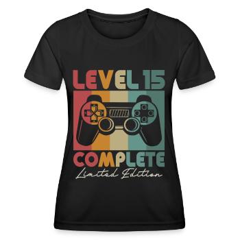 15 Birthday Level 15 Gift 15 years - Women's Functional T-Shirt - black - Front - AI Model Female 172 light (172cm)