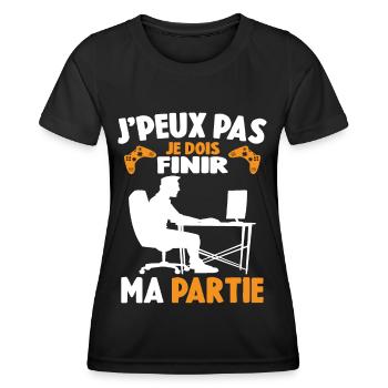 Attends Je Dois Finir Ma Partie Cadeau Geek - T-shirt sport Femme - noir - Devant - AI Model Female 172 light (172cm)