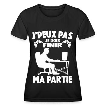 Attends Je Dois Finir Ma Partie Cadeau Geek - T-shirt sport Femme - noir - Devant - AI Model Female 172 light (172cm)