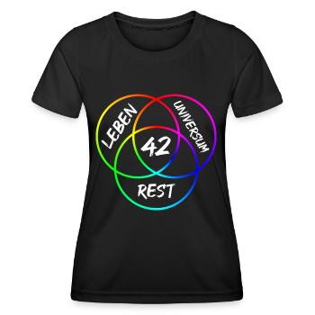 The Answer is 42 - Antwort auf alles & alle Fragen - Frauen Funktions-T-Shirt - Schwarz - Vorne - AI Model Female 172 light (172cm)