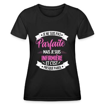 je ne suis pas parfaite je suis infirmière - T-shirt sport Femme - noir - Devant - AI Model Female 172 light (172cm)