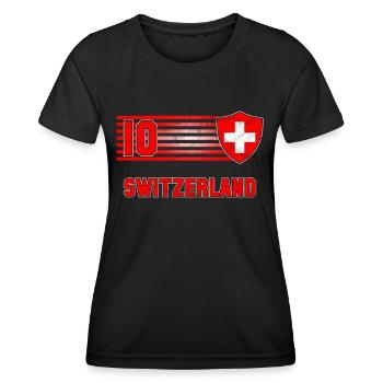 Suisse - T-shirt sport Femme - noir - Devant - AI Model Female 172 light (172cm)