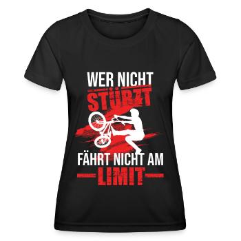 Wer nicht stürzt bmx bmx biker Fahrrad bmx Fahrrad - Frauen Funktions-T-Shirt - Schwarz - Vorne - AI Model Female 172 light (172cm)