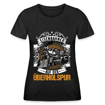 Rentner Eisenbahner Eisenbahn Modelleisenbahn - Frauen Funktions-T-Shirt - Schwarz - Vorne - AI Model Female 172 light (172cm)