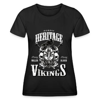 Wikinger Odin Thor Viking Nordische Mythologie - Frauen Funktions-T-Shirt - Schwarz - Vorne - AI Model Female 172 light (172cm)