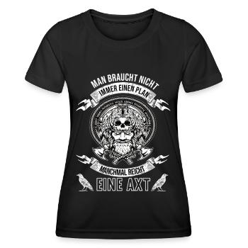 Wikinger Krieger Nordmann Axt Legendärer Wikinger - Frauen Funktions-T-Shirt - Schwarz - Vorne - AI Model Female 172 light (172cm)