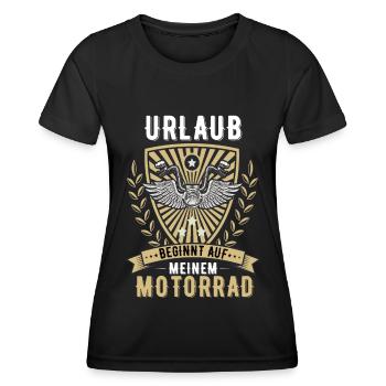 Motorrad Biker Motorradfahrer Motorradfahrerin - Frauen Funktions-T-Shirt - Schwarz - Vorne - AI Model Female 172 light (172cm)