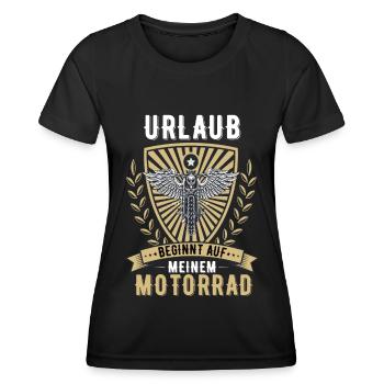 Motorrad Biker Motorradfahrer bike opa rentner - Frauen Funktions-T-Shirt - Schwarz - Vorne - AI Model Female 172 light (172cm)