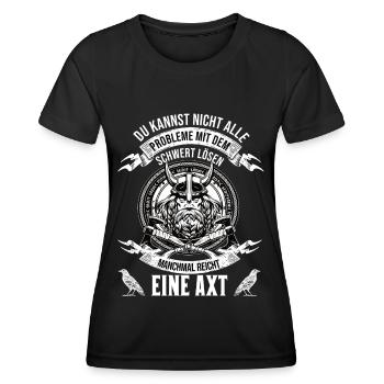 Wikinger Krieger Nordmann Axt Legendärer Wikinger - Frauen Funktions-T-Shirt - Schwarz - Vorne - AI Model Female 172 light (172cm)