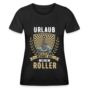 Roller Rollerfahrer Scooter Moped Motorroller - Frauen Funktions-T-Shirt - Schwarz - Vorne - AI Model Female 172 light (172cm)