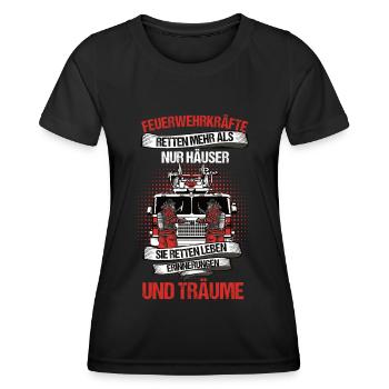 Feuerwehr Feuerwehrmann Feuerwehrauto Freiwillige - Frauen Funktions-T-Shirt - Schwarz - Vorne - AI Model Female 172 light (172cm)