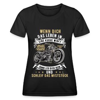Motorrad Biker Motorradfahrer bike Rocker Rentner - Frauen Funktions-T-Shirt - Schwarz - Vorne - AI Model Female 172 light (172cm)