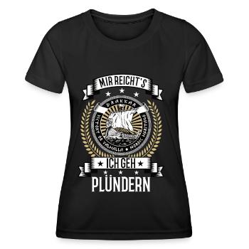 Wikingerschiff Wikinger skandinavien germanen - Frauen Funktions-T-Shirt - Schwarz - Vorne - AI Model Female 172 light (172cm)
