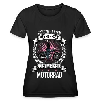 Motorrad Motorradfahrerin Bike Biker girl Bikerin - Frauen Funktions-T-Shirt - Schwarz - Vorne - AI Model Female 172 light (172cm)