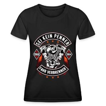Sei kein Penner Fahr verbrenner Auto V8 Motor V6 - Frauen Funktions-T-Shirt - Schwarz - Vorne - AI Model Female 172 light (172cm)