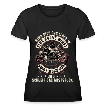 Motorrad Biker Motorradfahrer bike Rocker Rentner - Frauen Funktions-T-Shirt - Schwarz - Vorne - AI Model Female 172 light (172cm)