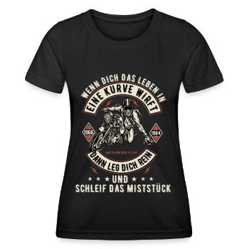 Motorrad Biker Motorradfahrer bike Rocker Rentner - Frauen Funktions-T-Shirt - Schwarz - Vorne - AI Model Female 172 light (172cm)