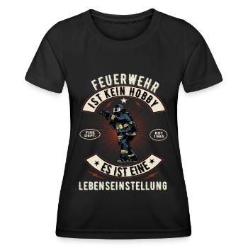Feuerwehr Feuerwehrmann Freiwillige Feuerwehr 112 - Frauen Funktions-T-Shirt - Schwarz - Vorne - AI Model Female 172 light (172cm)