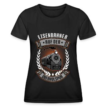 Eisenbahn Dampflok Eisenbahner Zug Modelleisenbahn - Frauen Funktions-T-Shirt - Schwarz - Vorne - AI Model Female 172 light (172cm)