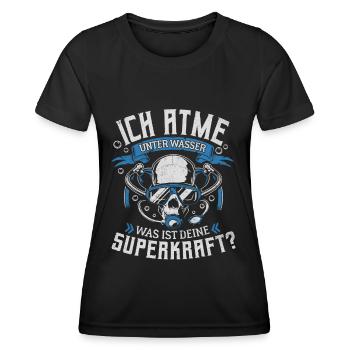 ICH ATME UNTER WASSER SUPERKRAFT TAUCHEN TAUCHER - Frauen Funktions-T-Shirt - Schwarz - Vorne - AI Model Female 172 light (172cm)