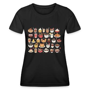 Kawaii Kulinarische Köstlichkeiten - Frauen Funktions-T-Shirt - Schwarz - Vorne - AI Model Female 172 light (172cm)