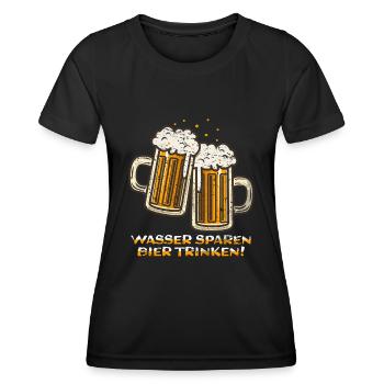 wasser sparen bier trinken - Frauen Funktions-T-Shirt - Schwarz - Vorne - AI Model Female 172 light (172cm)
