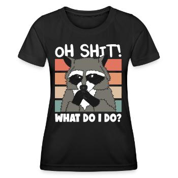 Raccoon Oh Shit Mignon Racoon Cadeau - T-shirt sport Femme - noir - Devant - AI Model Female 172 light (172cm)