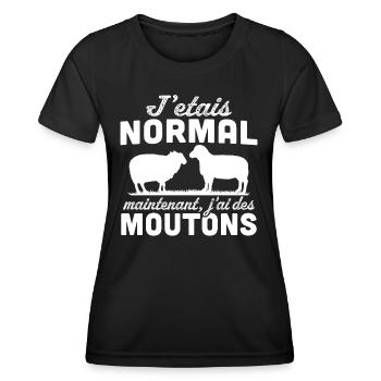 j'etais normal maintenant j'ai des moutons - T-shirt sport Femme - noir - Devant - AI Model Female 172 light (172cm)