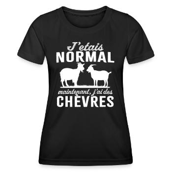 j'étais normal maintenant j'ai des chèvres - T-shirt sport Femme - noir - Devant - AI Model Female 172 light (172cm)