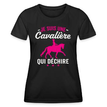 Je suis une cavalière qui déchire - T-shirt sport Femme - noir - Devant - AI Model Female 172 light (172cm)