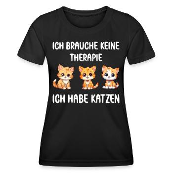 Ich brauche keine Therapie ich habe Katzen - Frauen Funktions-T-Shirt - Schwarz - Vorne - AI Model Female 172 light (172cm)