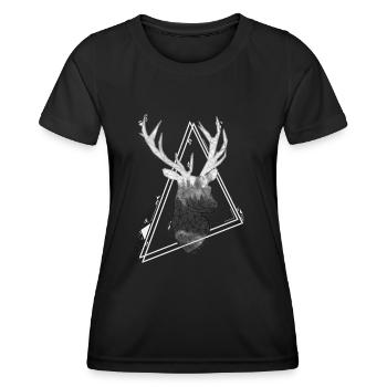 Deer geometric design triangles - Women's Functional T-Shirt - black - Front - AI Model Female 172 light (172cm)