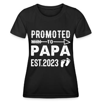 Promoted to Papa 2023 funny Father Sayings Papa - Women's Functional T-Shirt - black - Front - AI Model Female 172 light (172cm)