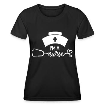 Je suis fière d’être infirmière ich bin stolze Krankenschwerster - T-shirt sport Femme - noir - Devant - AI Model Female 172 light (172cm)
