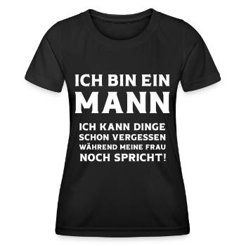 Ich bin ein Mann ich kann Dinge vergessen Männer - Frauen Funktions-T-Shirt - Schwarz - Vorne - AI Model Female 172 light (172cm)