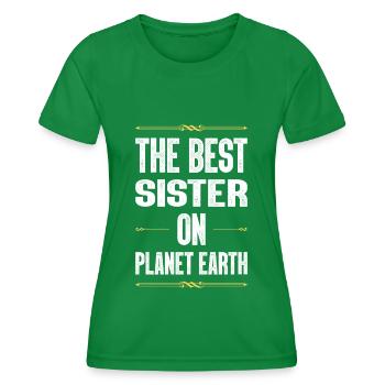 Beste Schwester Spruch - Frauen Funktions-T-Shirt - Kelly Green - Vorne - AI Model Female 172 dark (172cm)