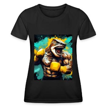 Hai Tier Boxer Kämpfer - Frauen Funktions-T-Shirt - Schwarz - Vorne - AI Model Female 172 light (172cm)