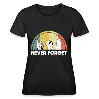 Never Forget Retro Vintage - Frauen Funktions-T-Shirt - Schwarz - Vorne - AI Model Female 172 light (172cm)