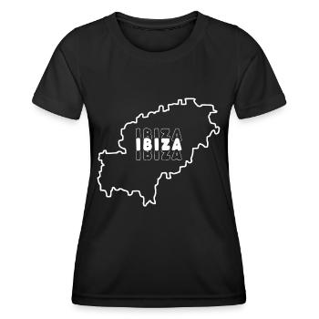 Karte von der Insel von Ibiza Spanien Balearen - Frauen Funktions-T-Shirt - Schwarz - Vorne - AI Model Female 172 light (172cm)