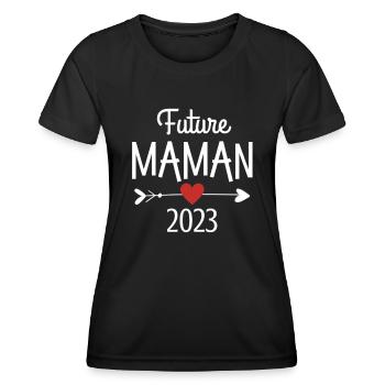 Future Maman 2023 Cadeau Annonce de grossesse - T-shirt sport Femme - noir - Devant - AI Model Female 172 light (172cm)