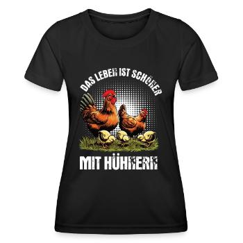 Das Leben Ist Schöner Mit Hühnern Huhn Hühner Hahn - Frauen Funktions-T-Shirt - Schwarz - Vorne - AI Model Female 172 light (172cm)