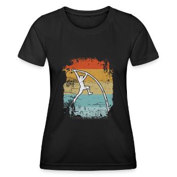 Stabhochsprung Retro - Frauen Funktions-T-Shirt - Schwarz - Vorne - AI Model Female 172 light (172cm)