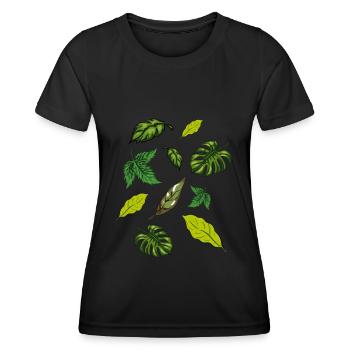 Plantes d’intérieur Plantes Feuilles - T-shirt sport Femme - noir - Devant - AI Model Female 172 light (172cm)