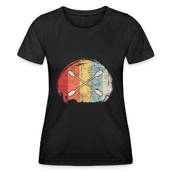 Kajak Paddel Retro - Frauen Funktions-T-Shirt - Schwarz - Vorne - AI Model Female 172 light (172cm)
