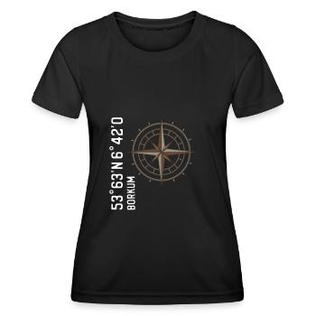 Borkum Koordinaten - Frauen Funktions-T-Shirt - Schwarz - Vorne - AI Model Female 172 light (172cm)
