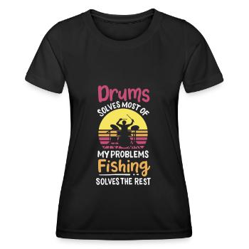 Schlagzeuger Schlagzeug spielen - Frauen Funktions-T-Shirt - Schwarz - Vorne - AI Model Female 172 light (172cm)