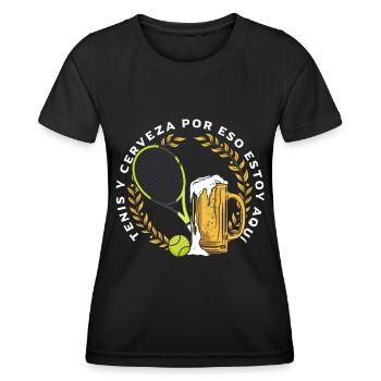 Tenis Y Cerveza - T-shirt sport Femme - noir - Devant - AI Model Female 172 light (172cm)