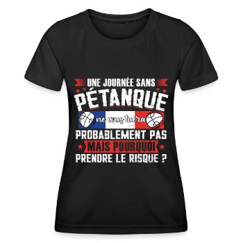 Joueur de pétanque bouliste boccia humour - T-shirt sport Femme - noir - Devant - AI Model Female 172 light (172cm)