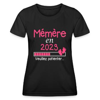Mémère en 2023 Cadeau Future Grand-mère - T-shirt sport Femme - noir - Devant - AI Model Female 172 light (172cm)